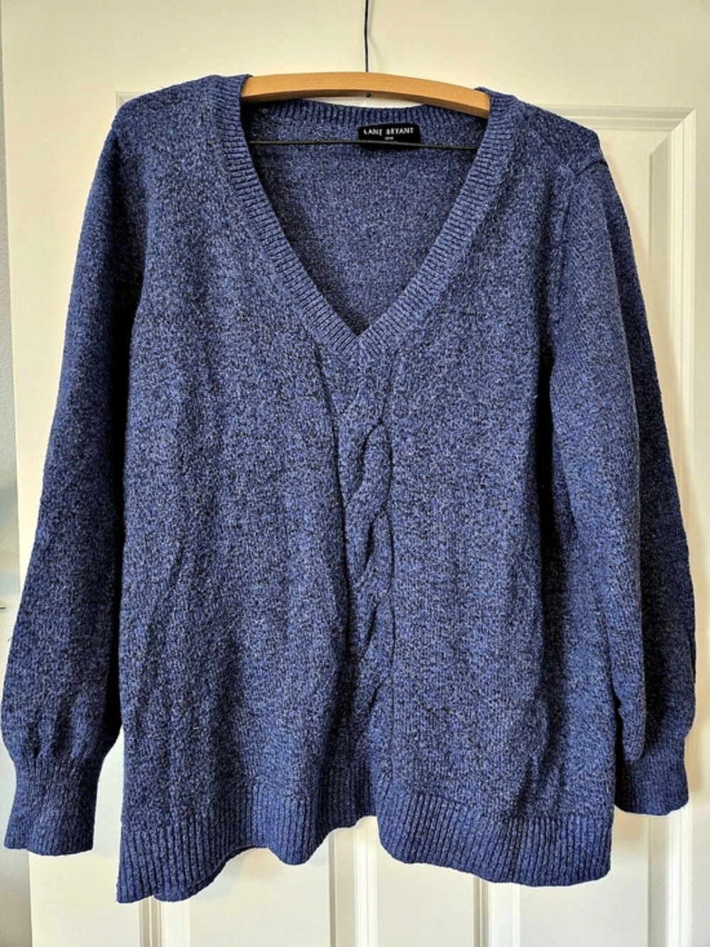 Lane Bryant V-Neck Cable Knit Pullover Sweater Blue Size 18/20
